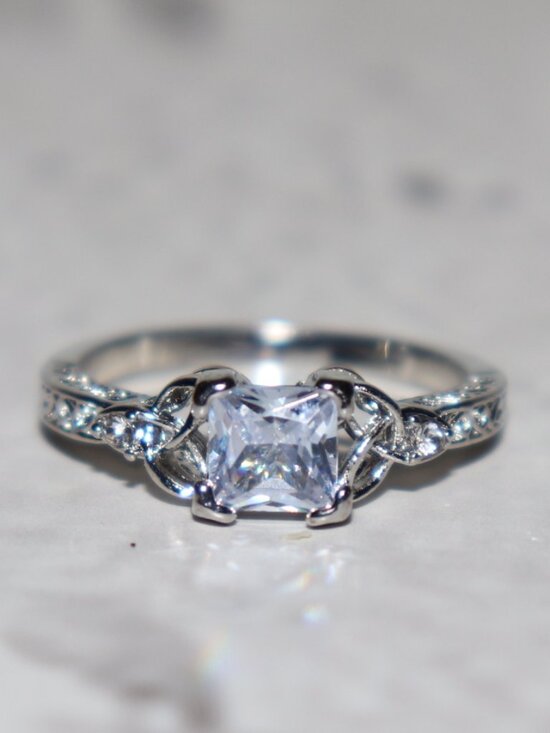 Vintagejelyfish Jewelry - 🤍✨ Silver Square‑Cut CZ Ring · Size 9.25 · NWOT